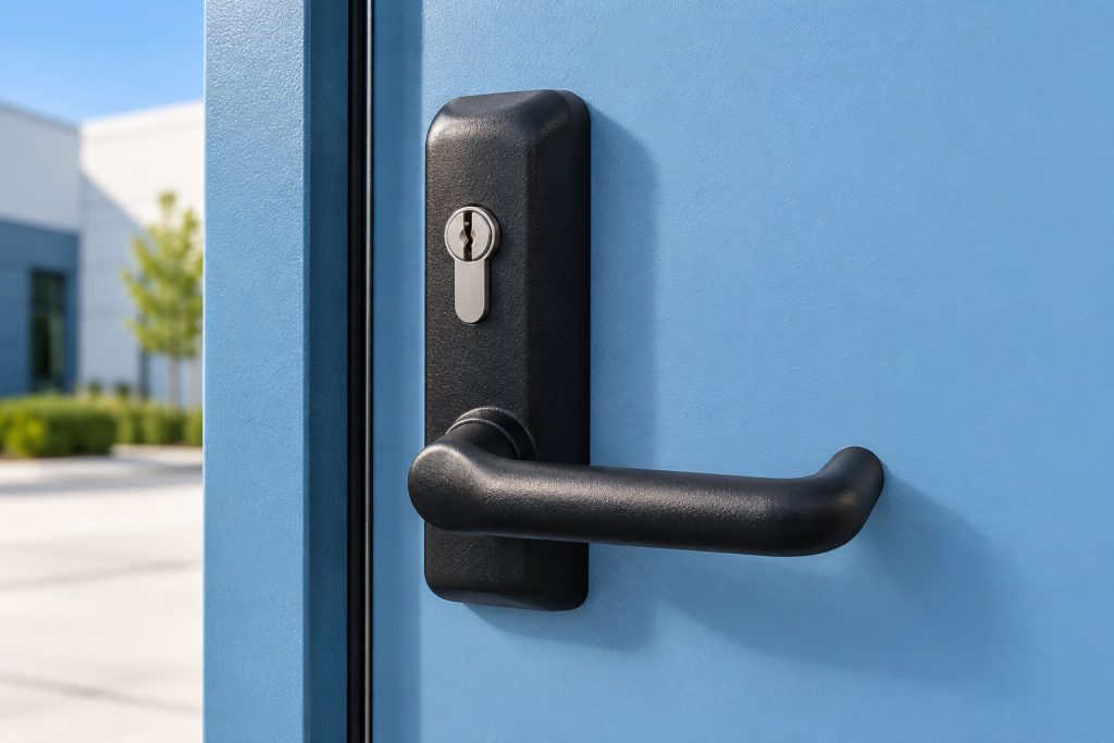 Black-exterior-lever-outside-trim-emergency-exit-door